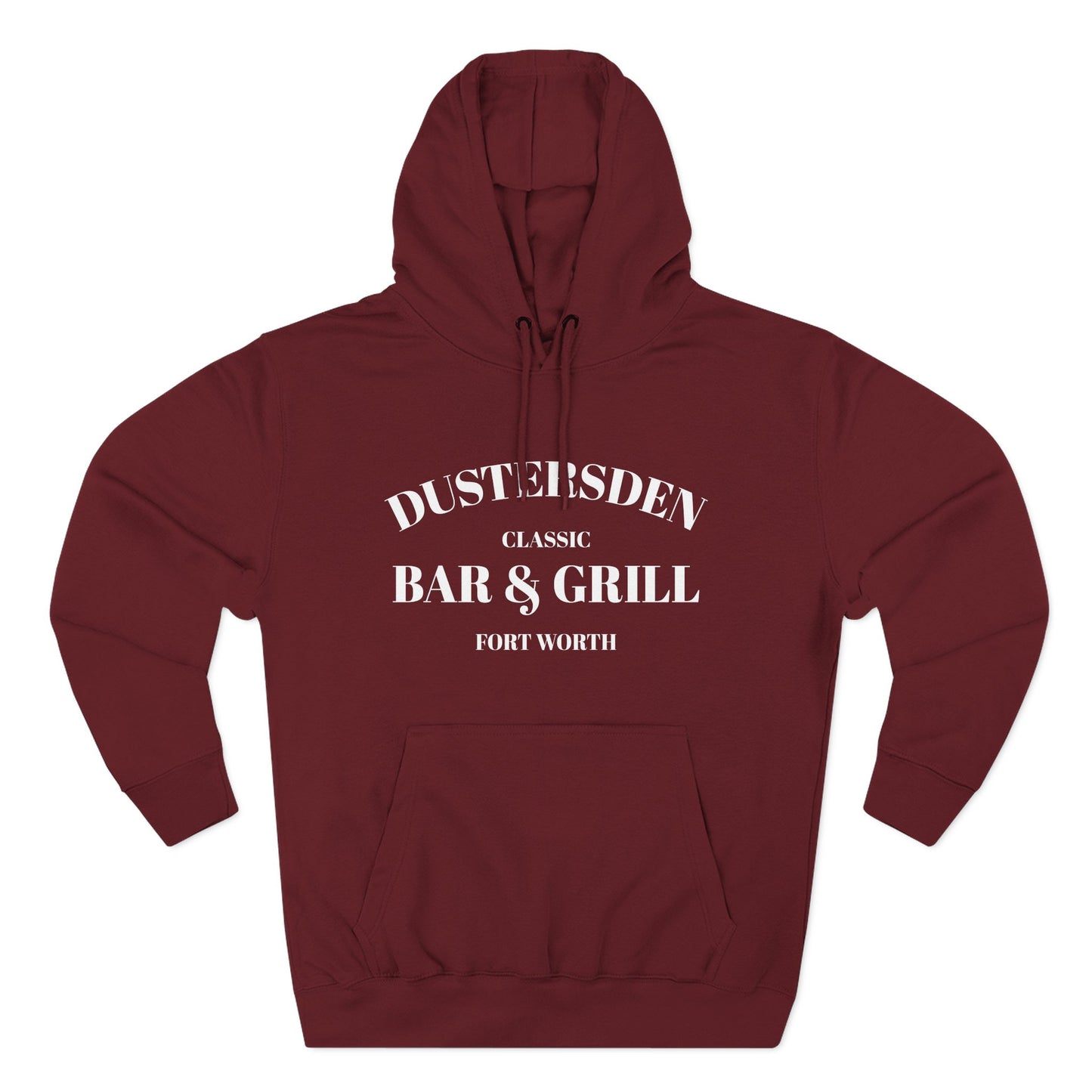 Dustersden Classic Bar and Grill Fort Worth Hoodie — Minimal Logo Fleece Pullover