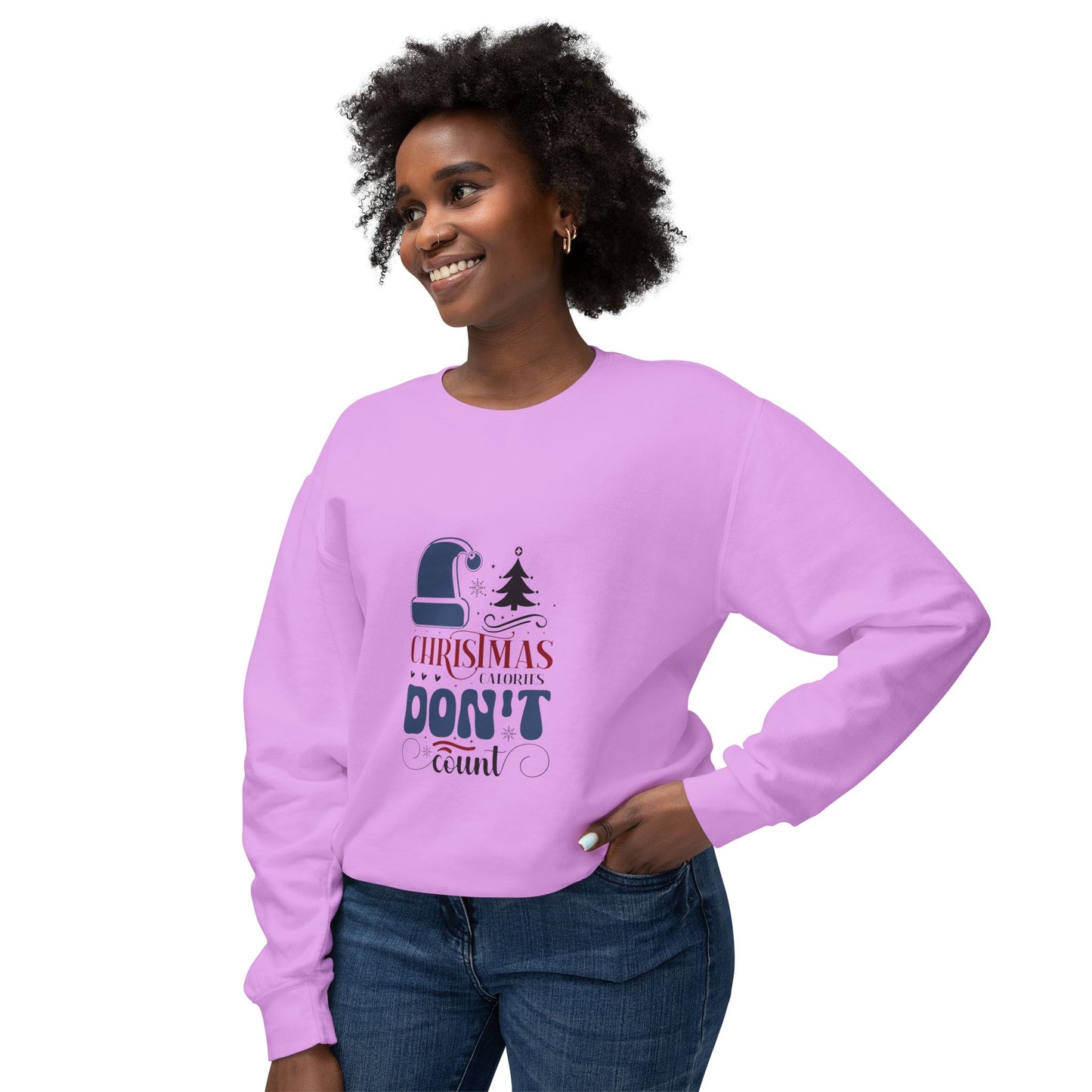 Women's Christmas Unisex Lightweight Crewneck Sweatshirt Christmas Calories Don't Count