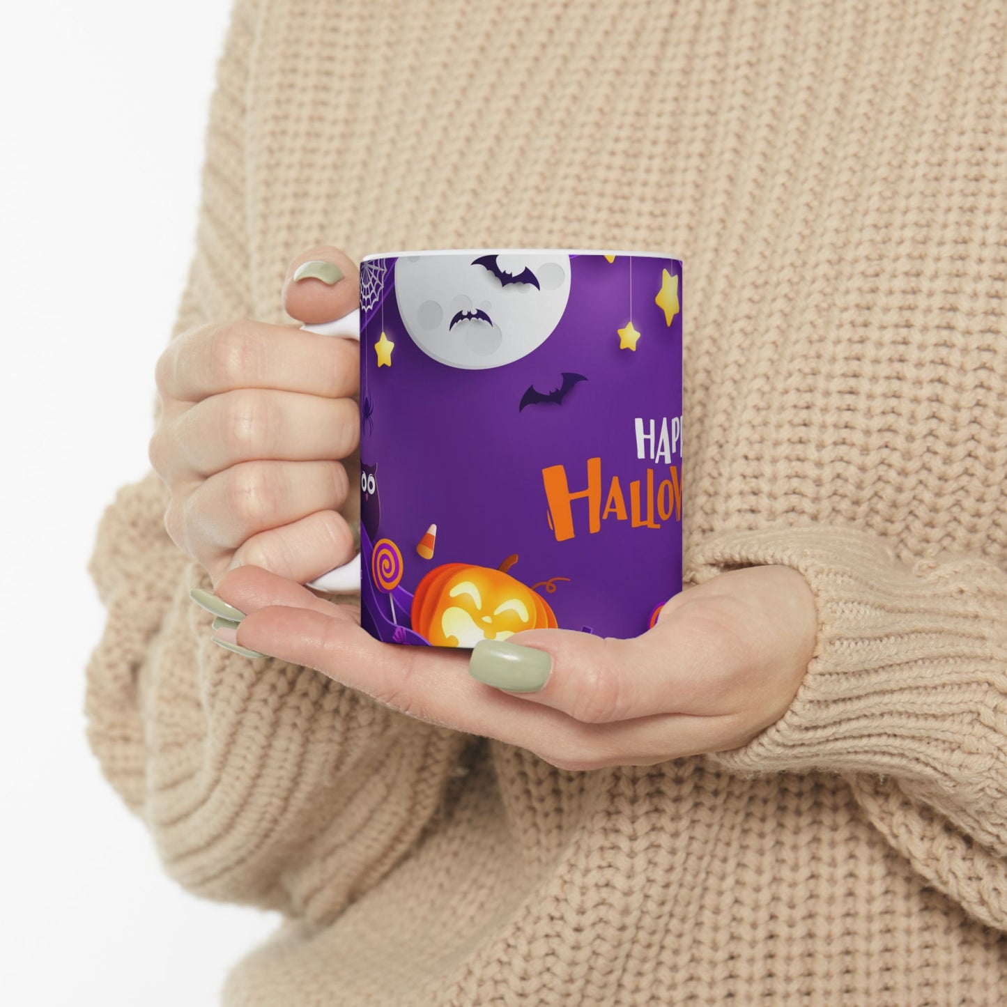 Festive Halloween Ceramic Mug 11oz Bats at Halloween