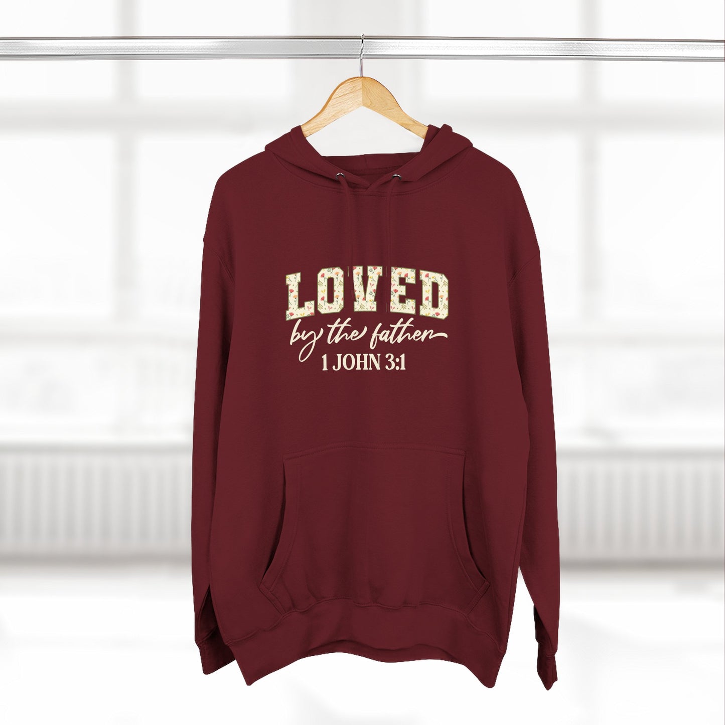 Loved Floral Hoodie — 'Loved' Graphic Fleece Pullover