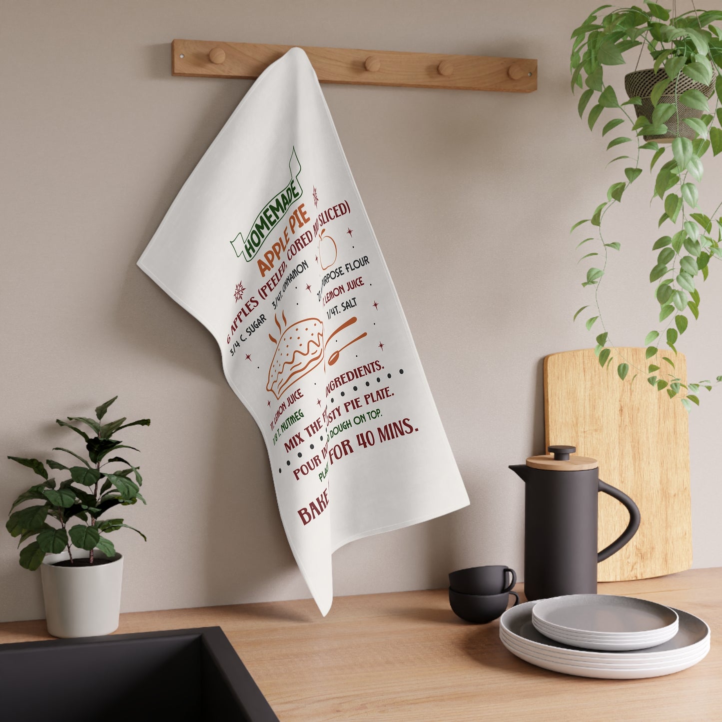 Festive Christmas Baking Recipe Tea Towel