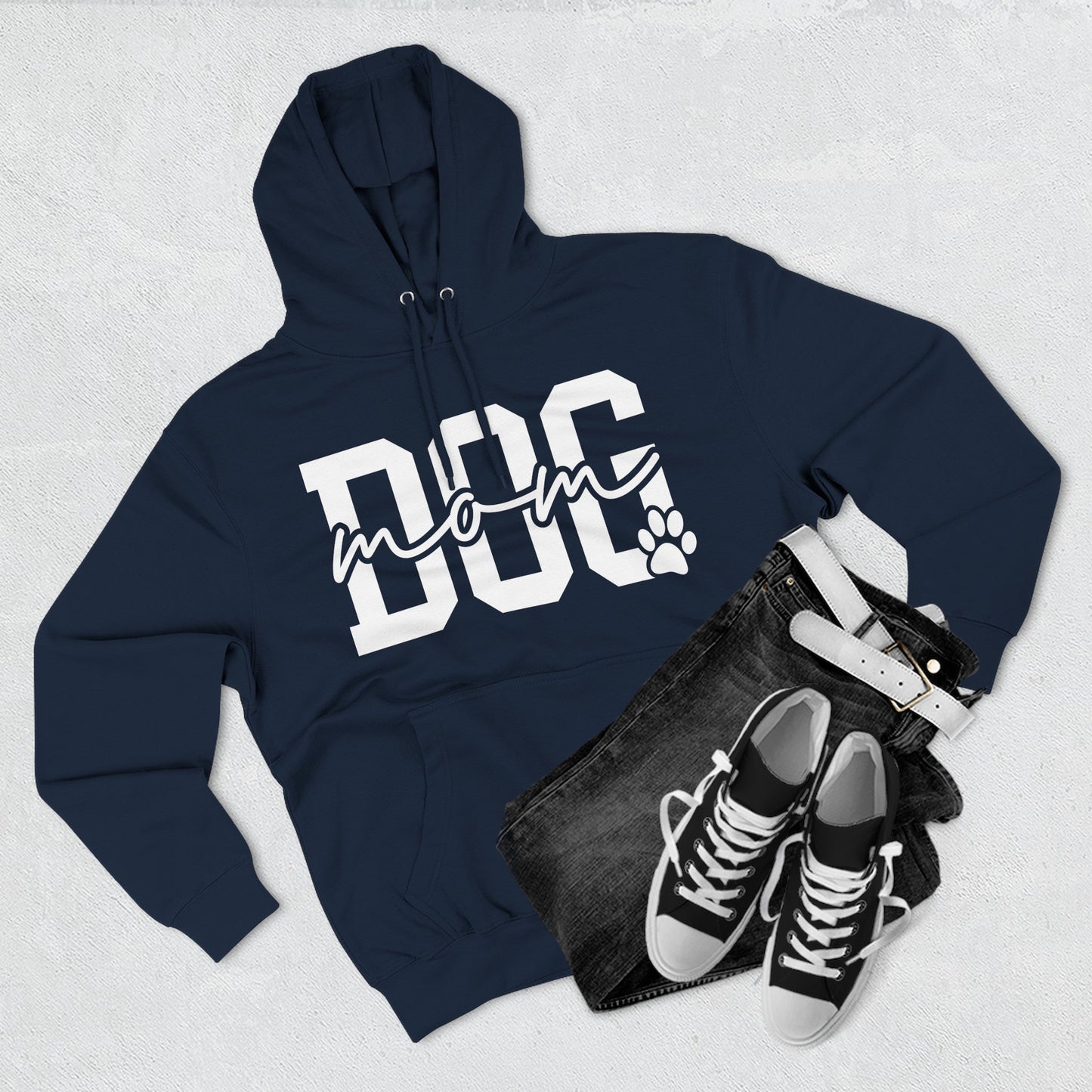Dog Mom Hoodie — Cozy Fleece Pullover with 'Dog Mom' Script & Paw Graphic