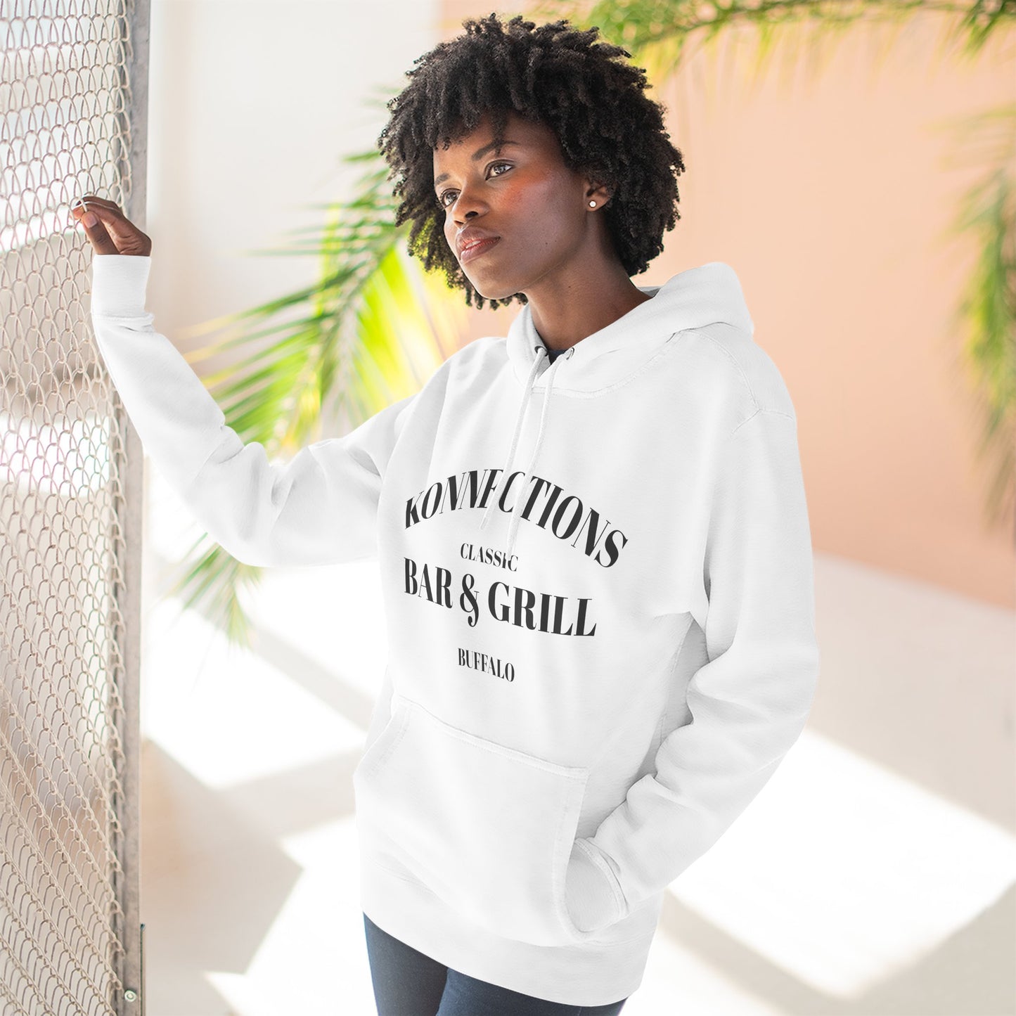 Konnections Classic Bar and Grill Buffalo Hoodie — Minimal Logo Fleece Pullover
