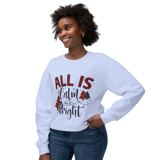 Women's Christmas Unisex Lightweight Crewneck Sweatshirt All is Clear Allis Bright