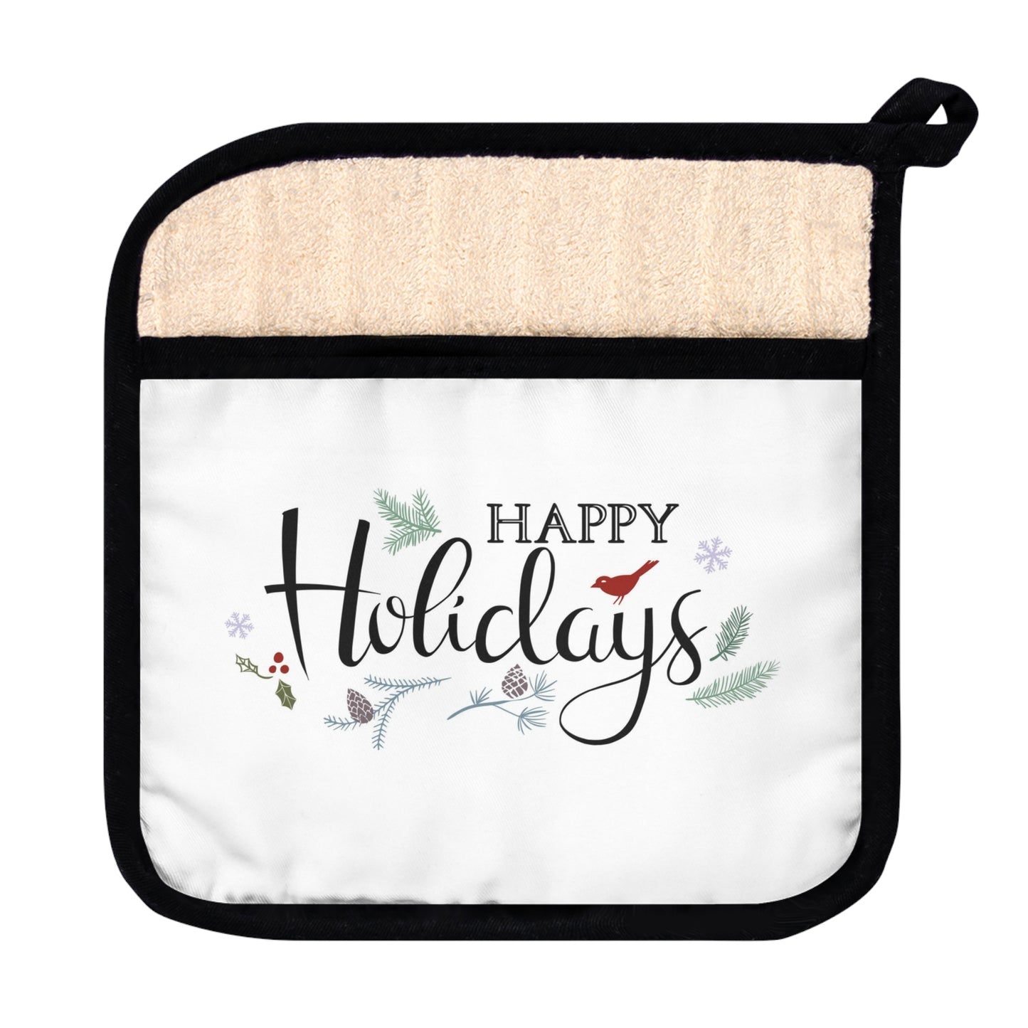 Happy Holidays Pot Holder with Pocket