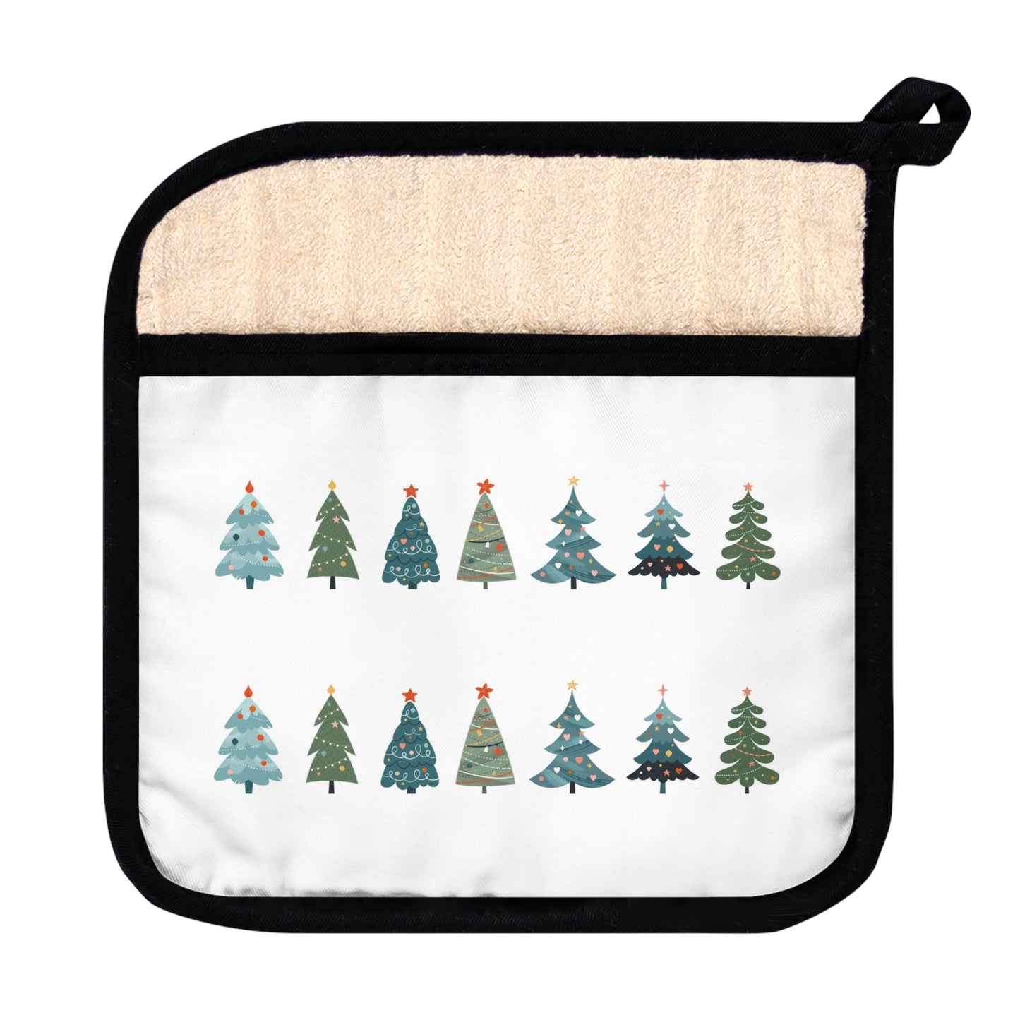 A Row of Christmas Trees Pot Holder with Pocket