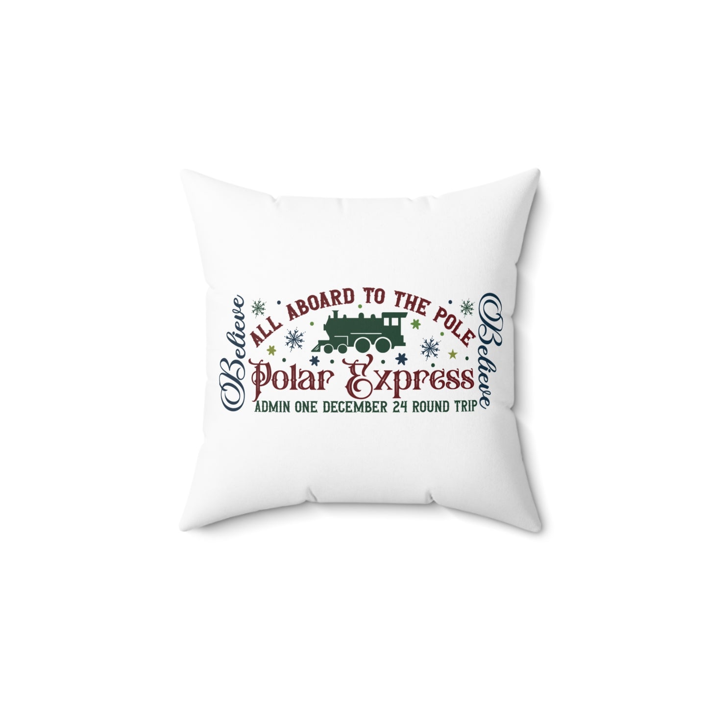 Christmas Themed Spun Polyester Square Pillow Polar Express