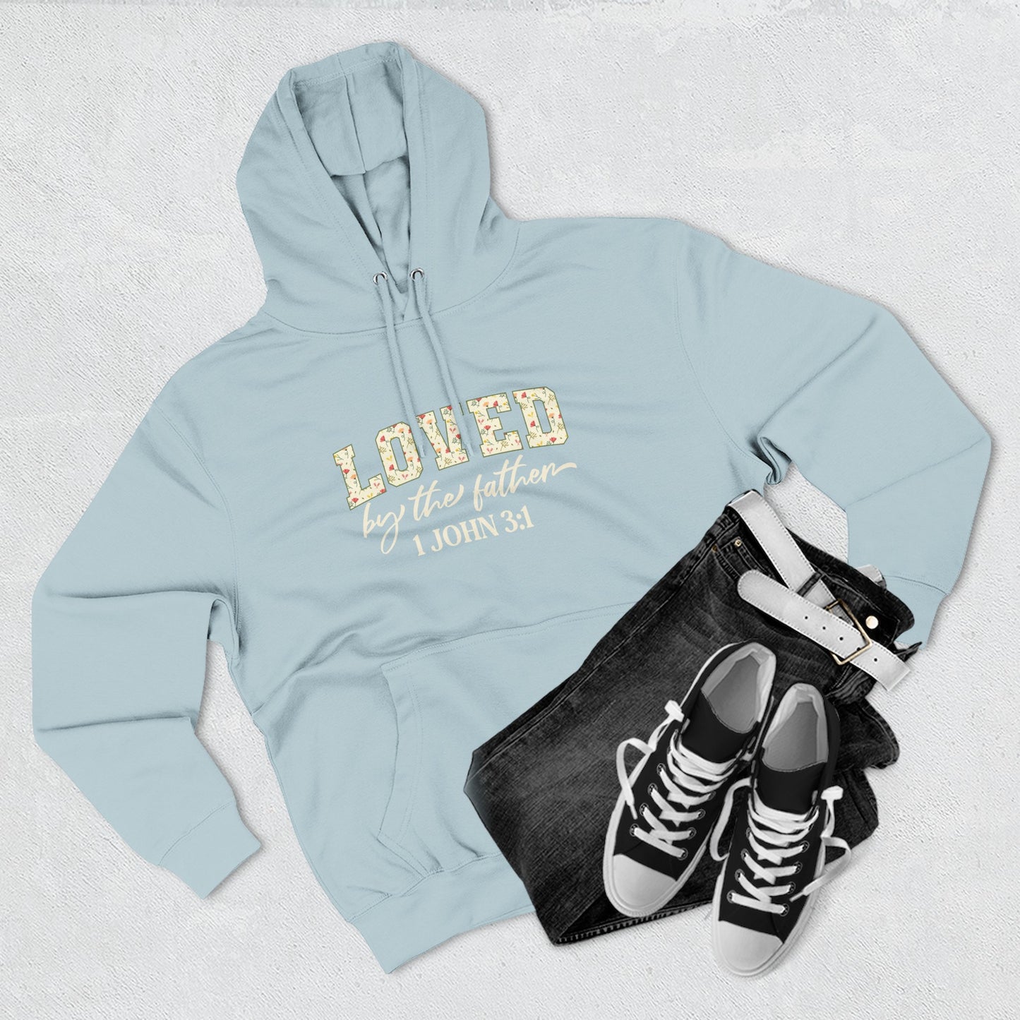 Loved Floral Hoodie — 'Loved' Graphic Fleece Pullover