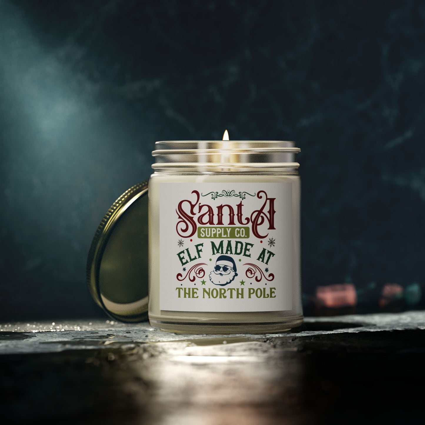 Christmas Themed Scented Coconut Apricot Candles (4oz, 9oz) Elves Are Made At The North Pole