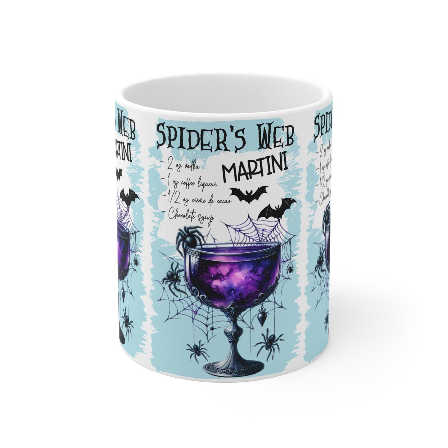 Festive Halloween Ceramic Mug 11oz Spiders Web Martini