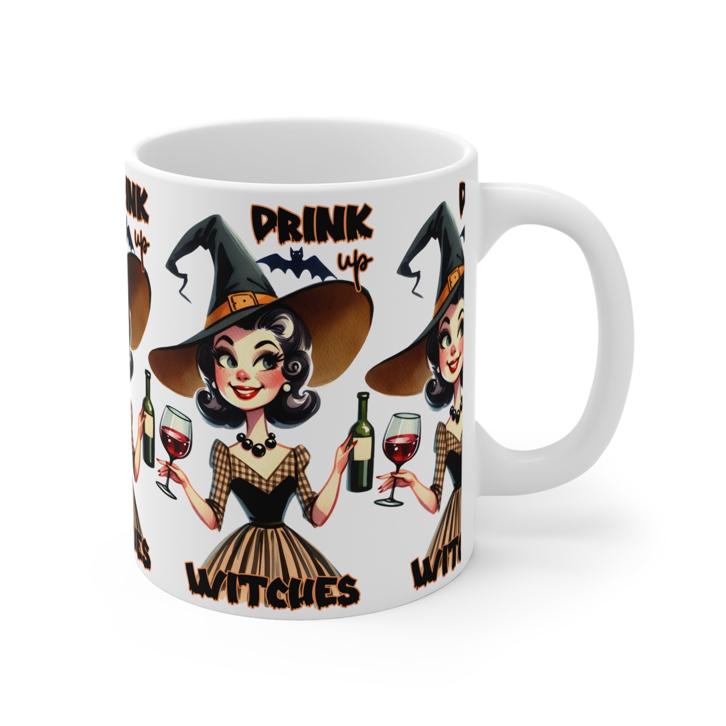 Festive Halloween Ceramic Mug 11oz Drink Up Witches