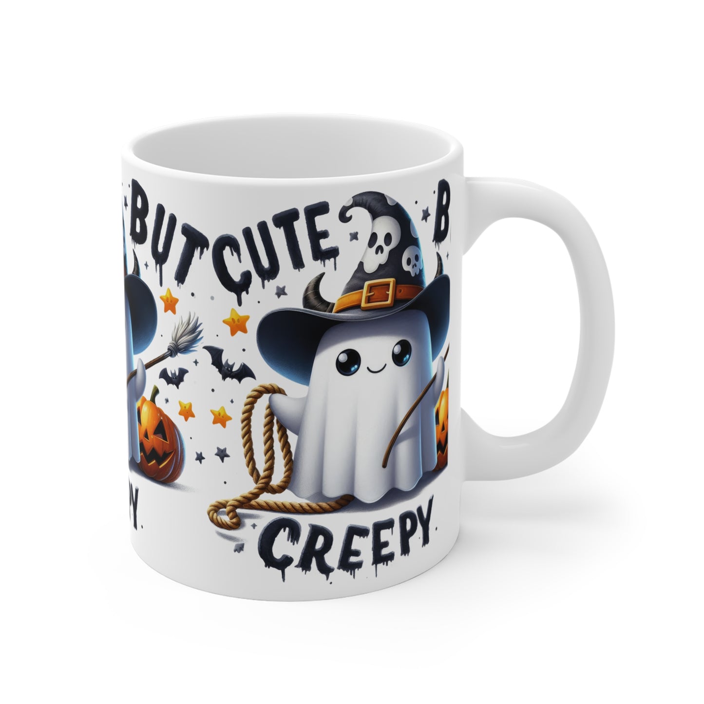 Festive Halloween Ceramic Mug 11oz Cut But Creepy Ghost