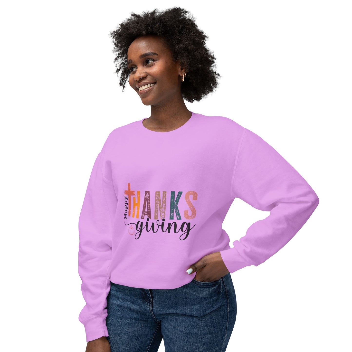 Women's Thanksgiving Unisex Lightweight Crewneck Sweatshirt Have a Happy Thanksgiving!