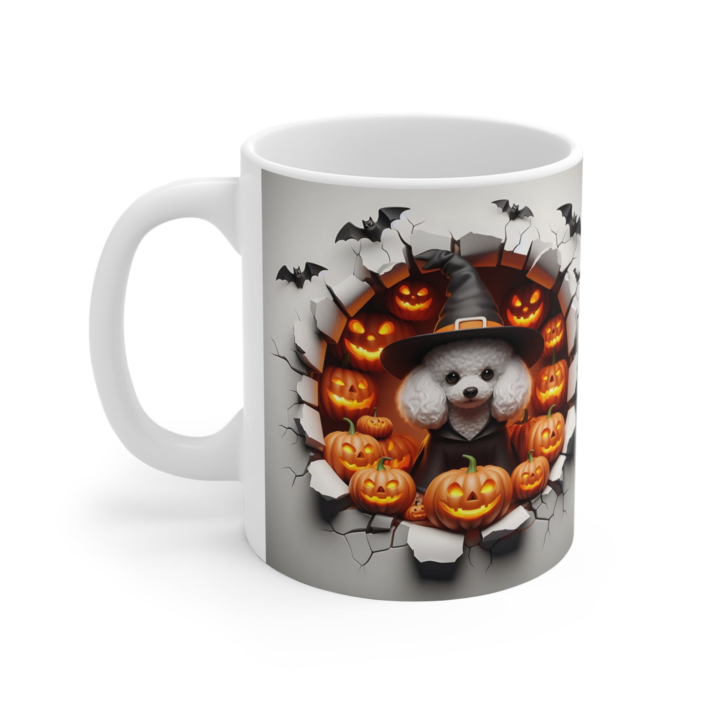 Festive Halloween Ceramic Mug 11oz Poodles and Halloween Go Together