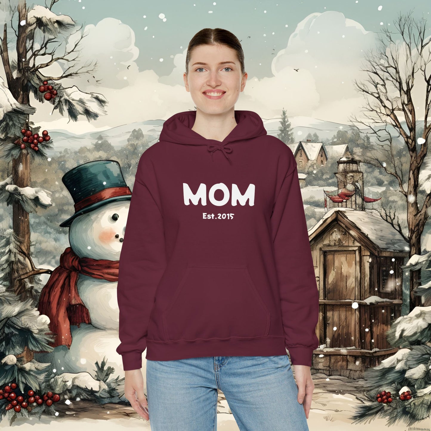 MOM Est.2015 Unisex Heavy Blend™ Hooded Sweatshirt Hoodies For New Moms 2015