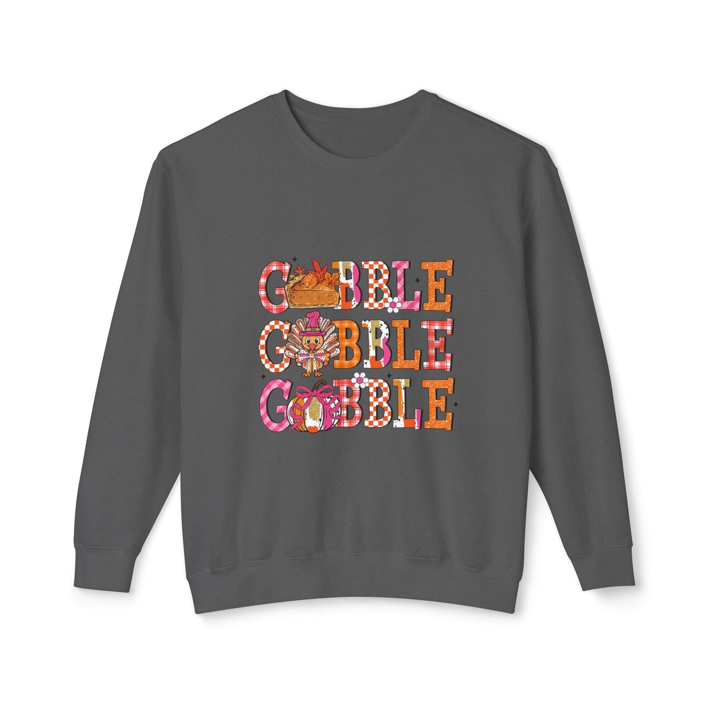 Women's Thanksgiving Unisex Lightweight Crewneck Sweatshirt Turkeys Go Gobble Gobble Gobble