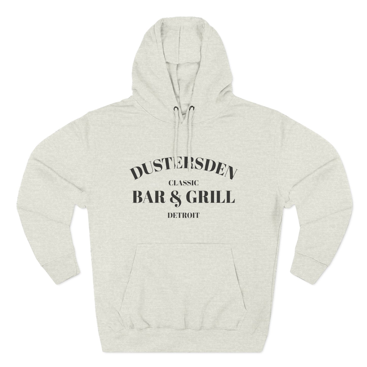 Dustersden Classic Bar and Grill Detroit Hoodie — Minimal Logo Fleece Pullover