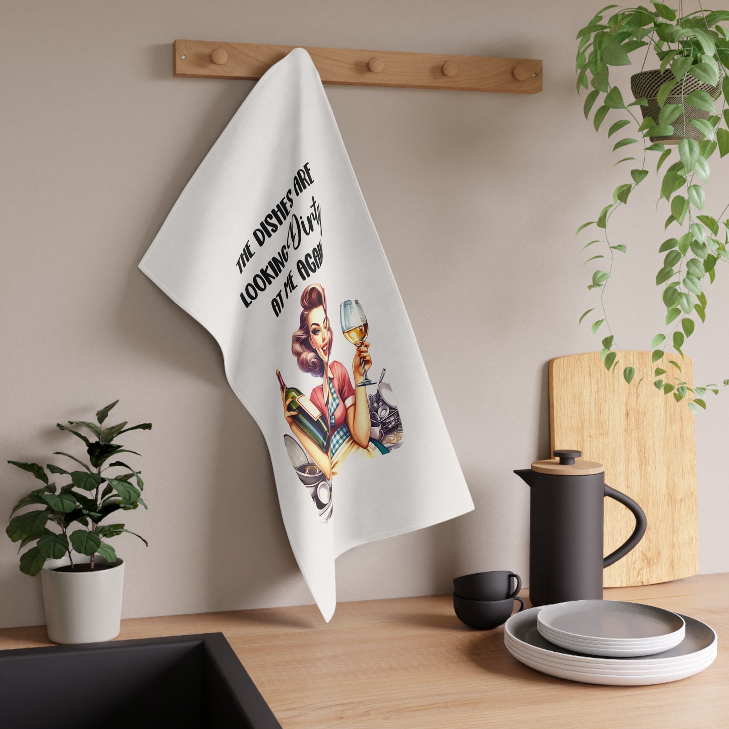 Retro Funny Housewife Tea Towels (cotton, poly) We Hate Dirty Dishes!