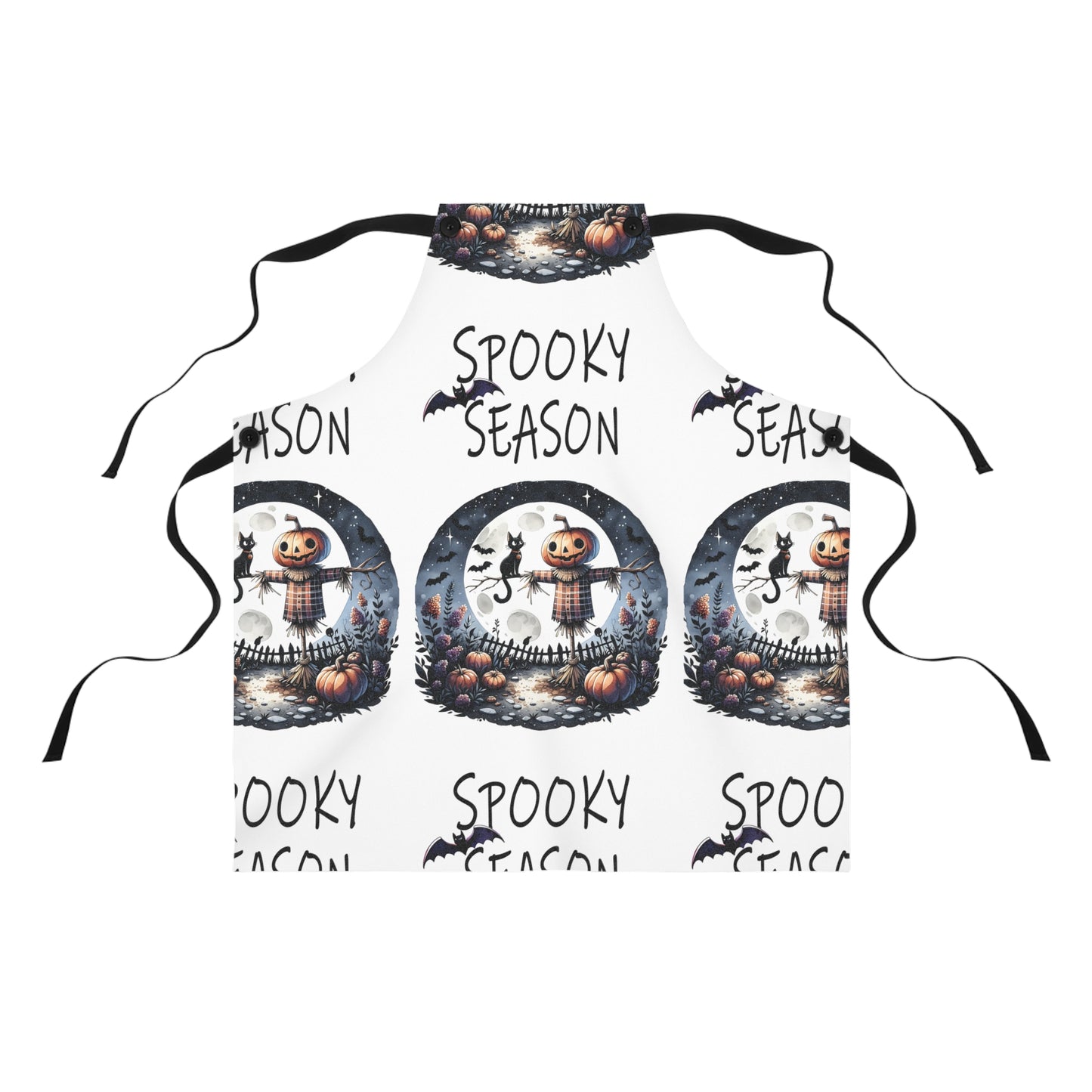 Halloween Themed Apron All Over Print Scarecrows Love Halloween The Spookiest System of The Year