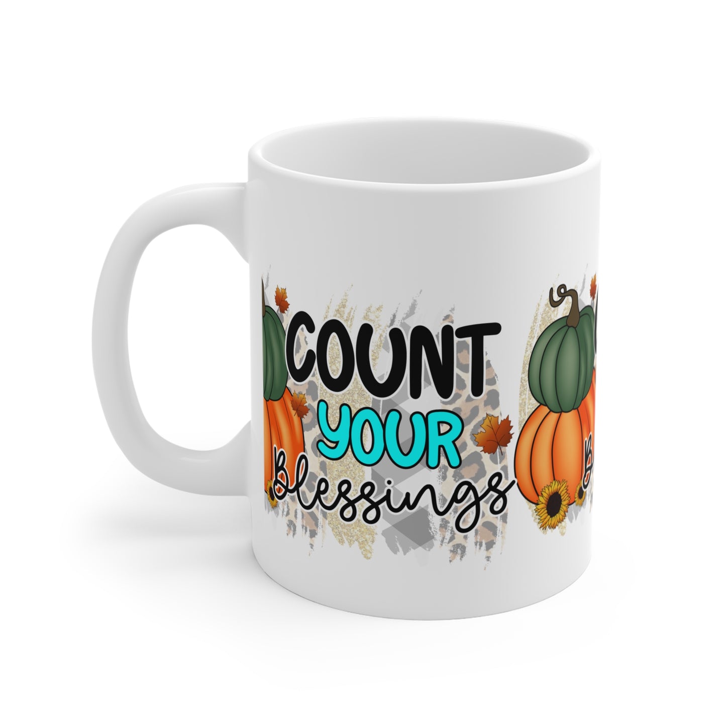 Festive Thanksgiving Ceramic Mug 11oz Wraparound Count Your Blessings