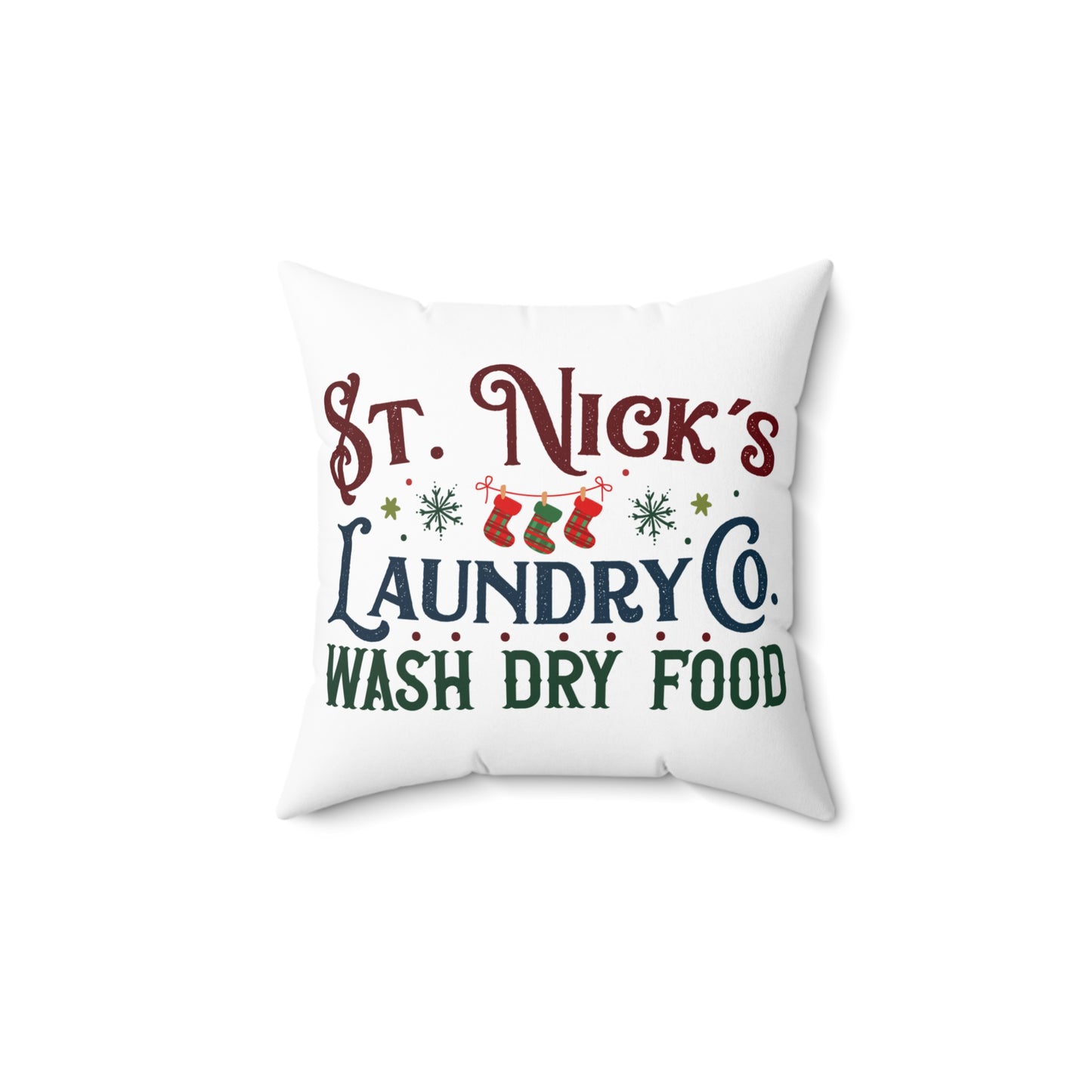 Christmas Themed Spun Polyester Square Pillow St. Nicks Pillow Company