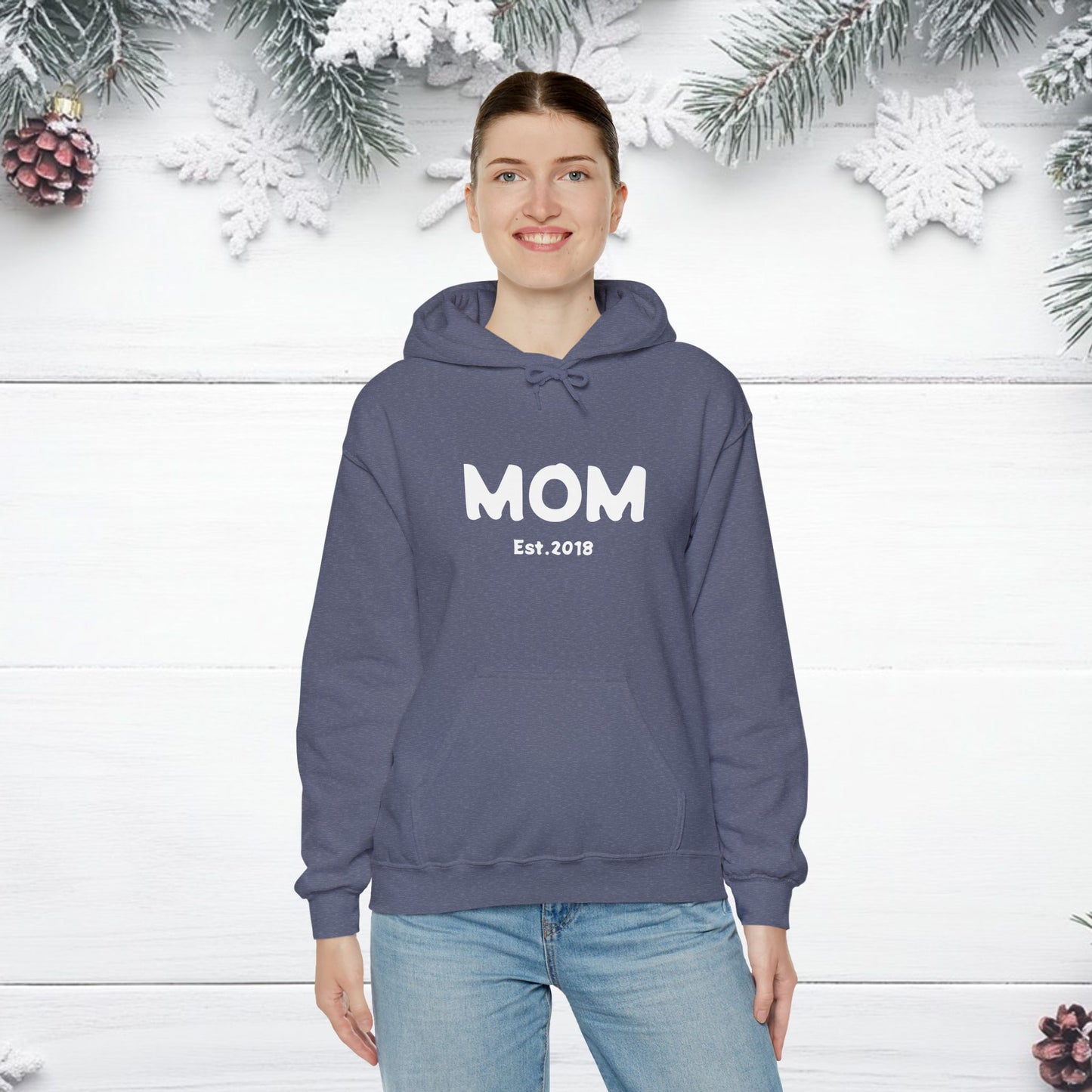 MOM Est.2018 Unisex Heavy Blend™ Hooded Sweatshirt Hoodies For New Moms 2018