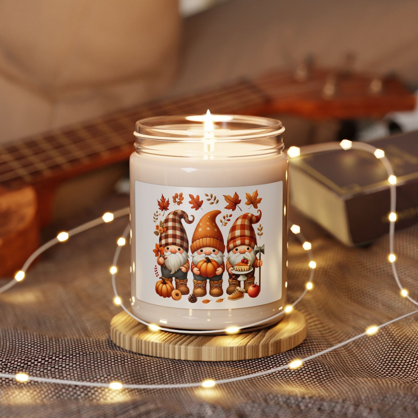 Thanksgiving Themed Scented Soy Candle, 9oz Gnomes are Magical