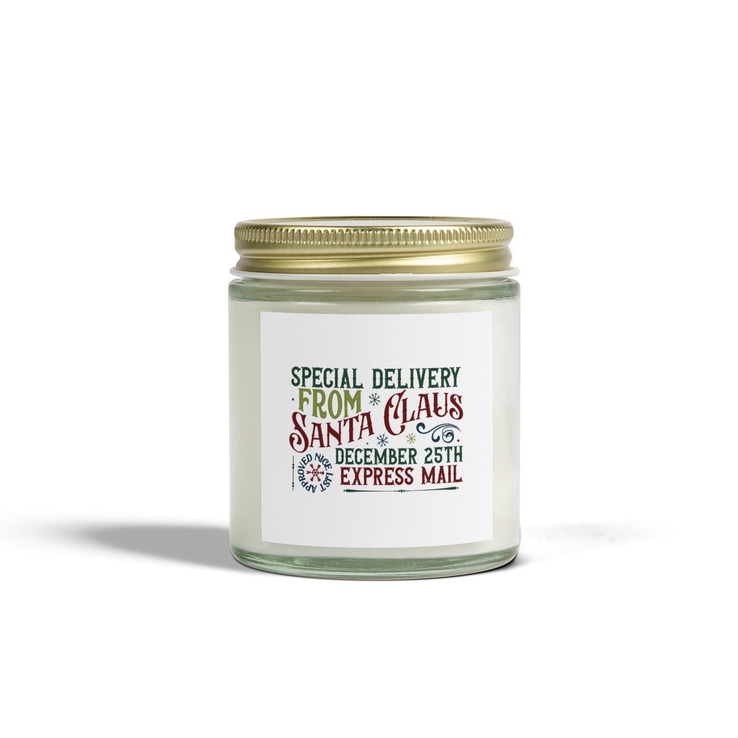 Christmas Themed Scented Candles, Coconut Apricot Wax (4oz, 9oz)