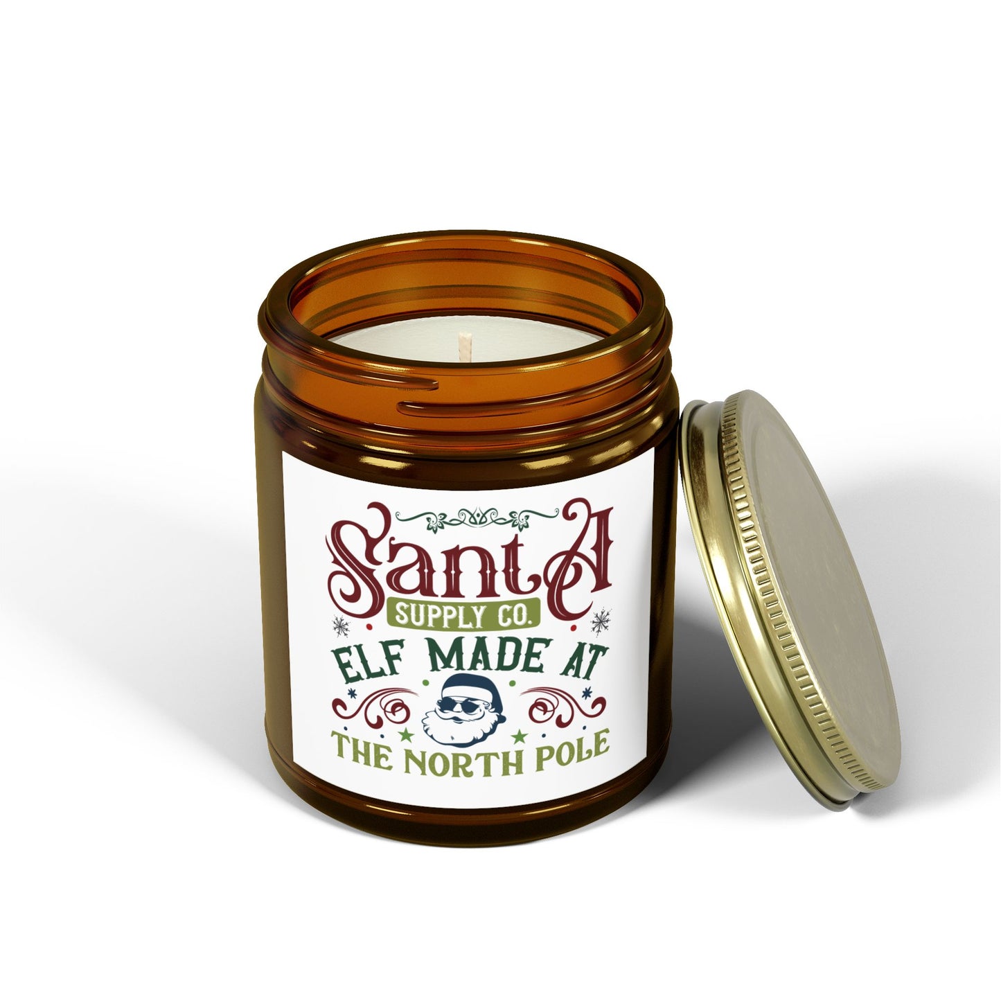 Christmas Themed Scented Coconut Apricot Candles (4oz, 9oz) Elves Are Made At The North Pole