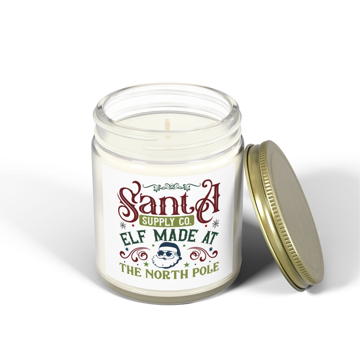 Christmas Themed Scented Coconut Apricot Candles (4oz, 9oz) Elves Are Made At The North Pole