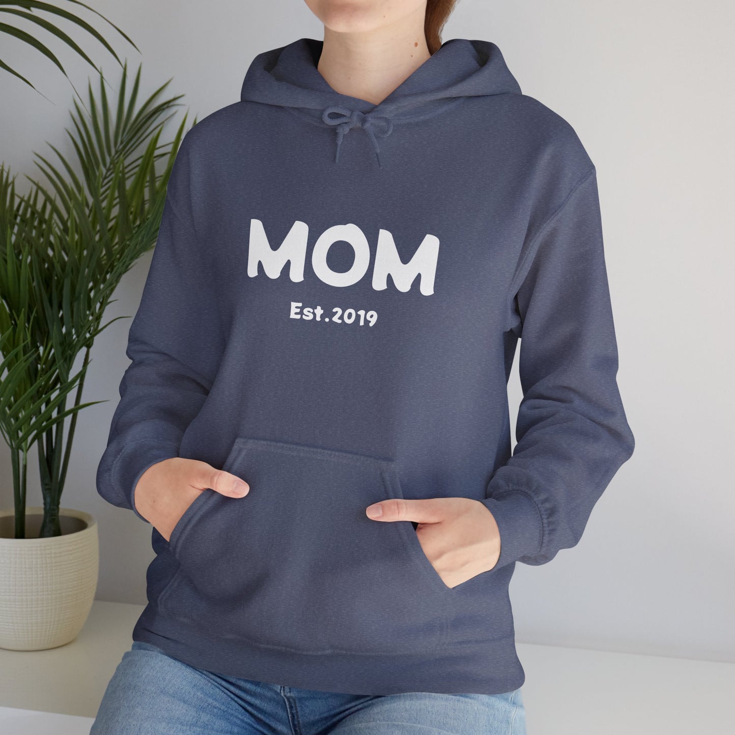 MOM Est.2019 Unisex Heavy Blend™ Hooded Sweatshirt Hoodies For New Moms 2019