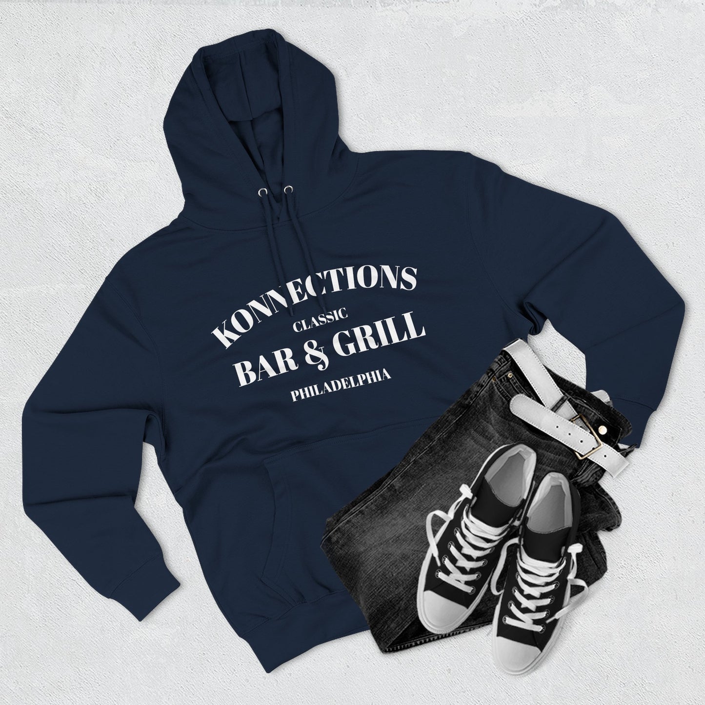 Konnections Classic Bar and Grill Philadelphia Hoodie — Minimal Logo Fleece Pullover