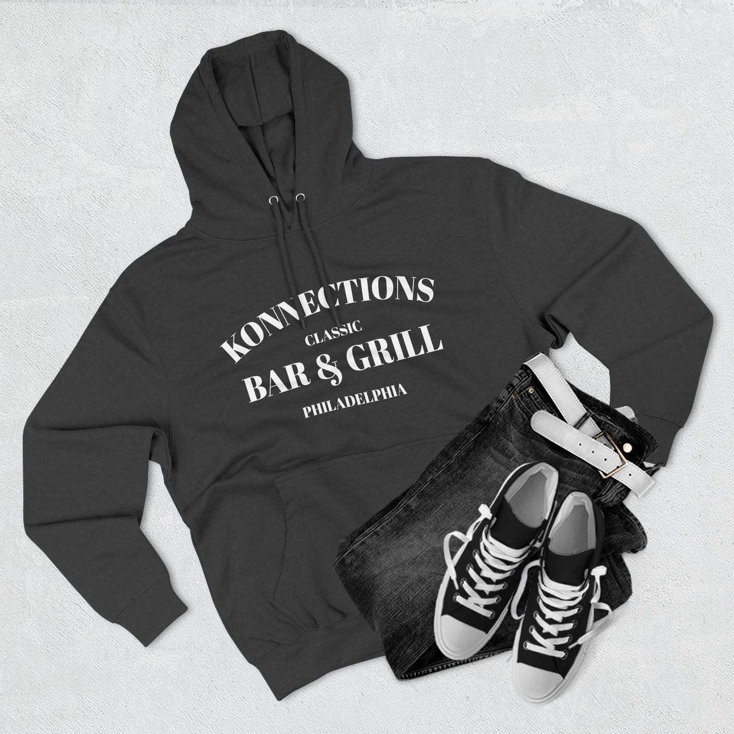 Konnections Classic Bar and Grill Philadelphia Hoodie — Minimal Logo Fleece Pullover