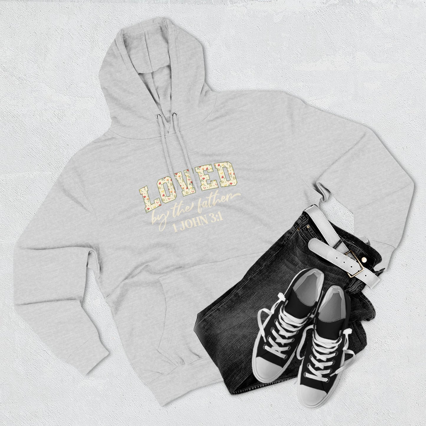 Loved Floral Hoodie — 'Loved' Graphic Fleece Pullover