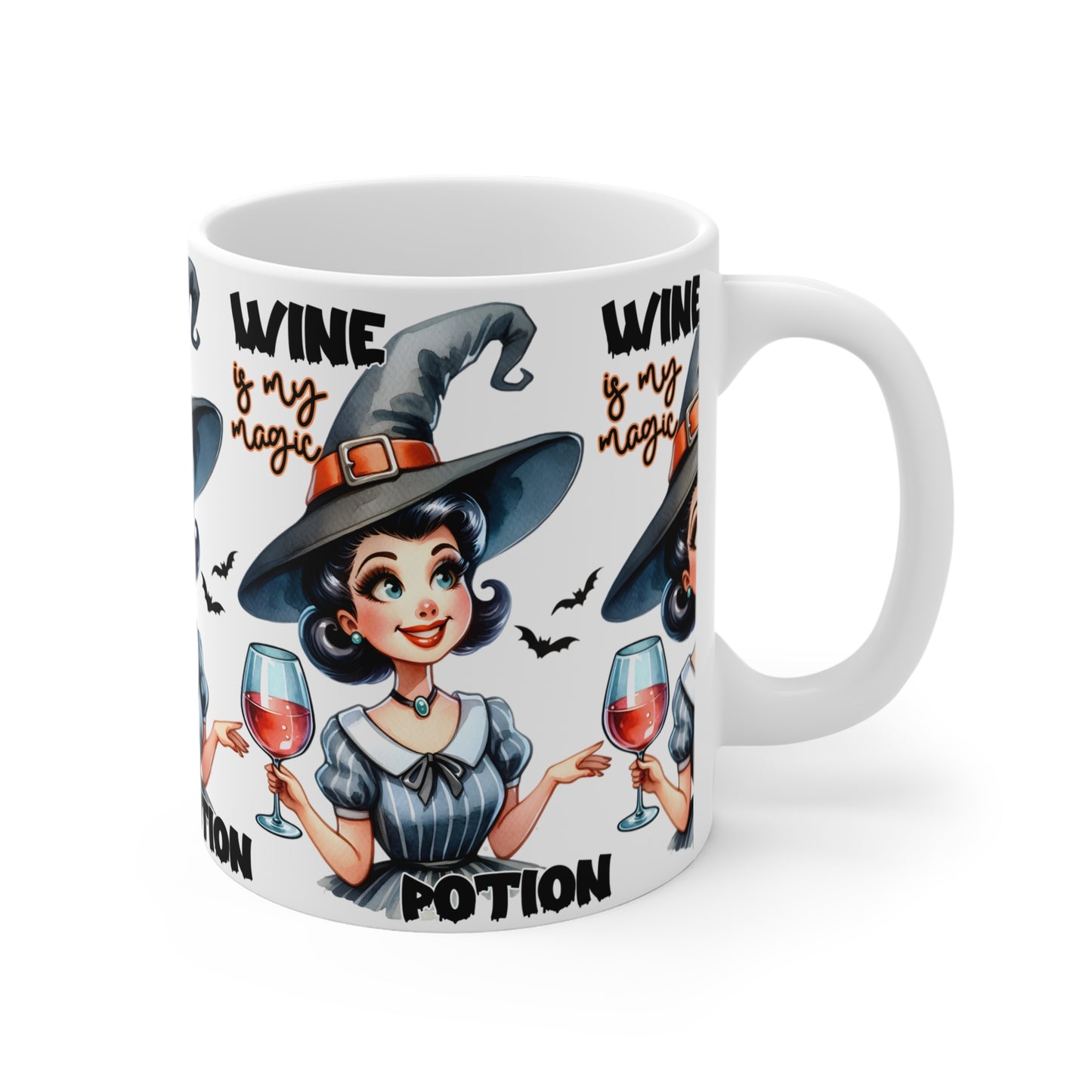 Festive Halloween Ceramic Mug 11oz Wine is My Magic Potion