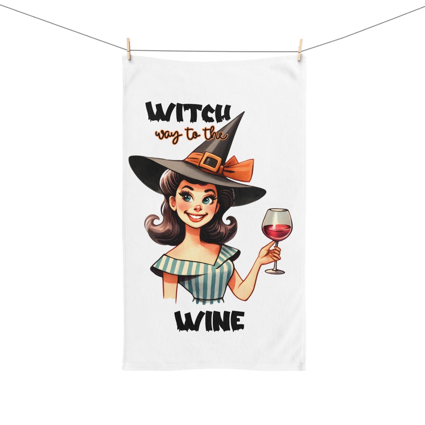 Halloween Themed Hand Towel Witch Way To The Wine Have a Happy Halloween Everyone!