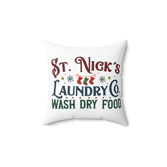 Christmas Themed Spun Polyester Square Pillow St. Nicks Pillow Company