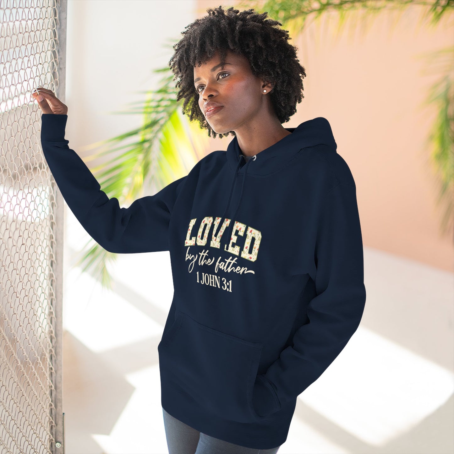 Loved Floral Hoodie — 'Loved' Graphic Fleece Pullover