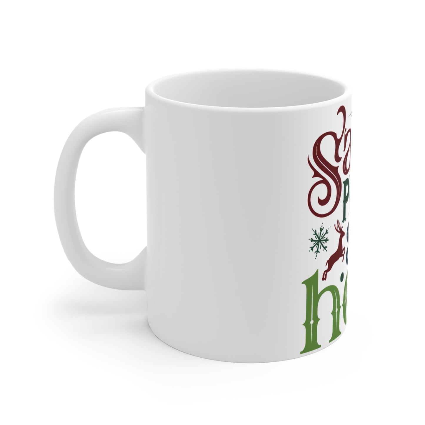 Christmas Themed Ceramic Mug 11oz Santa Please Stop Here Two