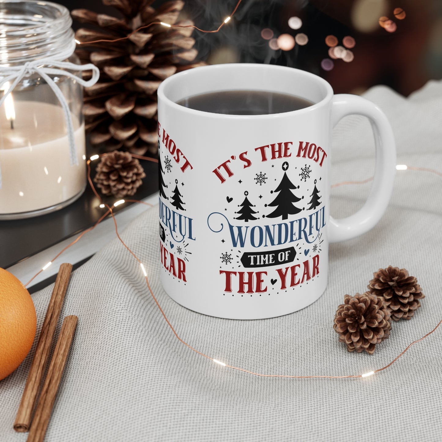 Festive Christmas Ceramic Coffee and Tea Mug 11oz It's The Most Wonderful Time of The Year