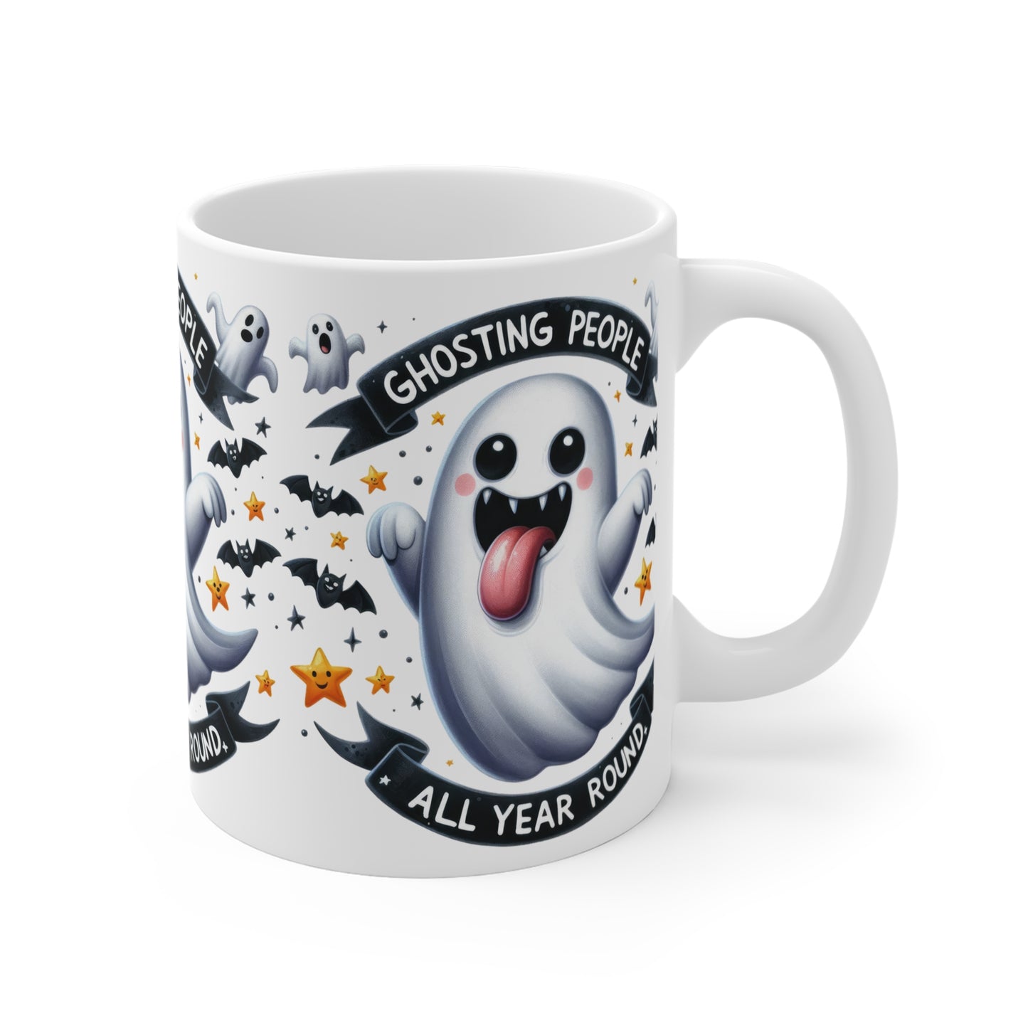 Festive Halloween Ceramic Mug 11oz Ghosting People All Year Long