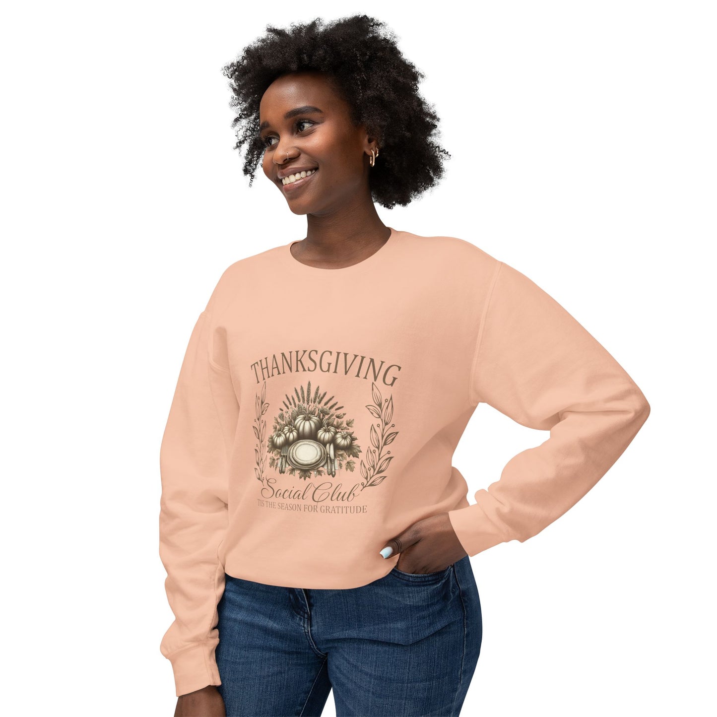 Women's Thanksgiving Unisex Lightweight Crewneck Sweatshirt Thanksgiving Social Club