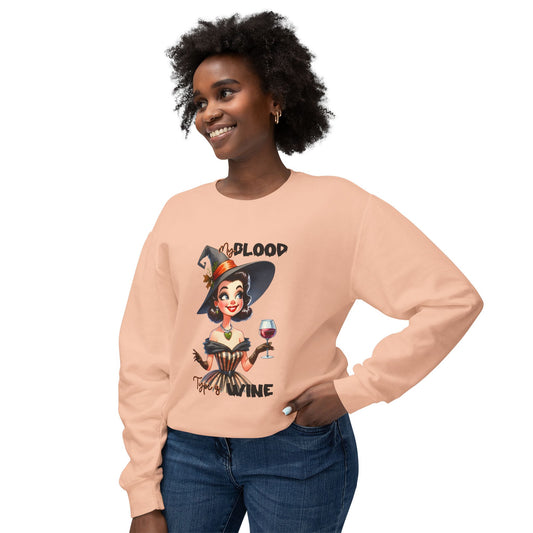 Halloween Themed Crewneck Sweatshirt Ghosts and Goblins Like Witches That Drink Wine. Safe Halloween Everyone!