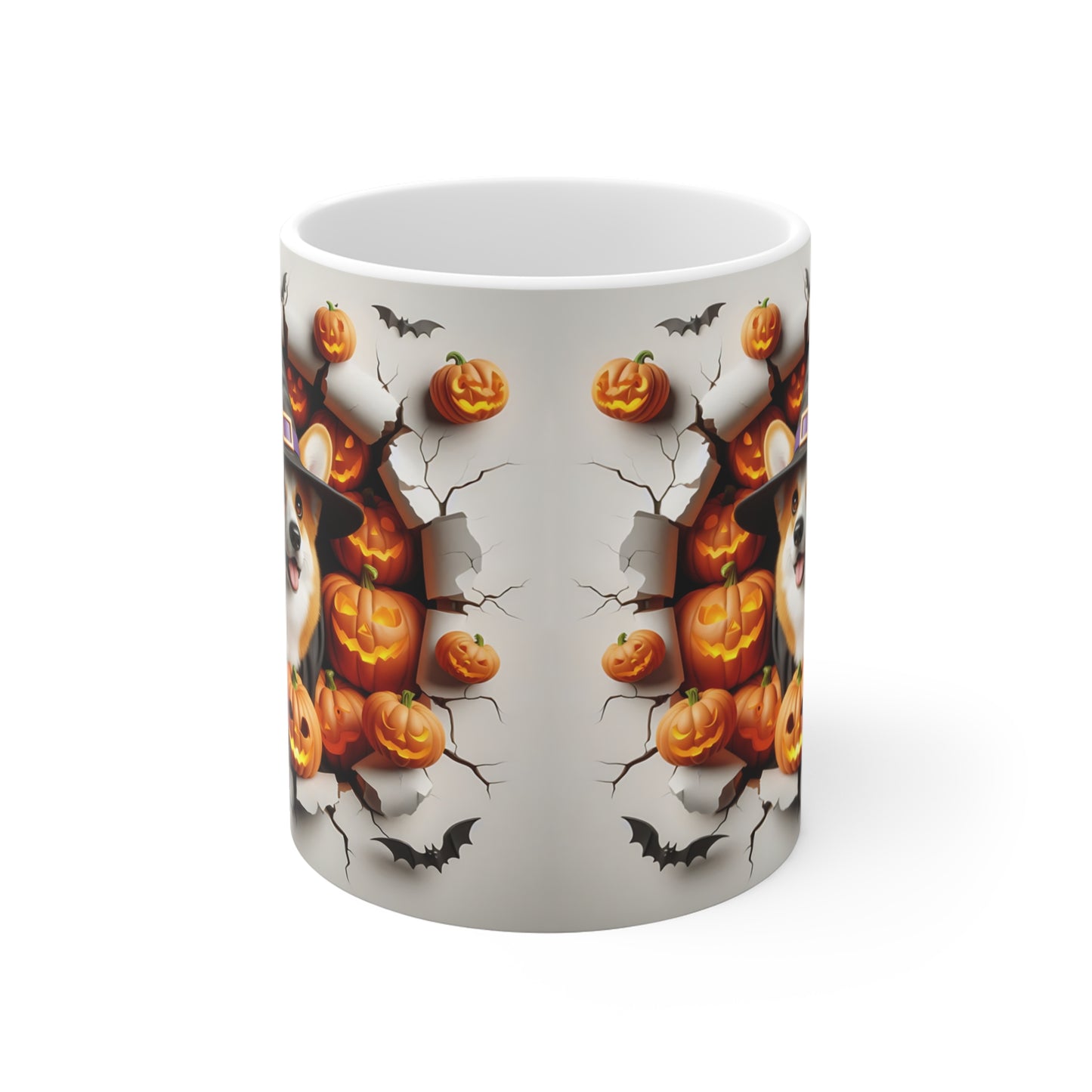 Festive Halloween Ceramic Mug 11oz Dogs and Trick or Treating