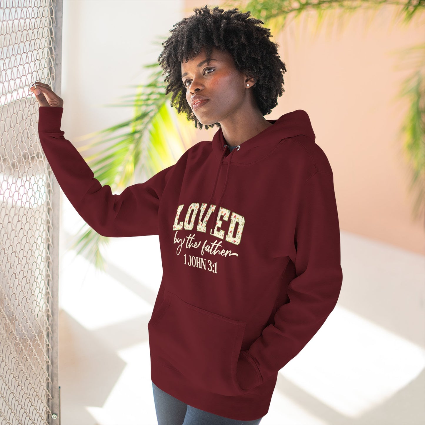 Loved Floral Hoodie — 'Loved' Graphic Fleece Pullover