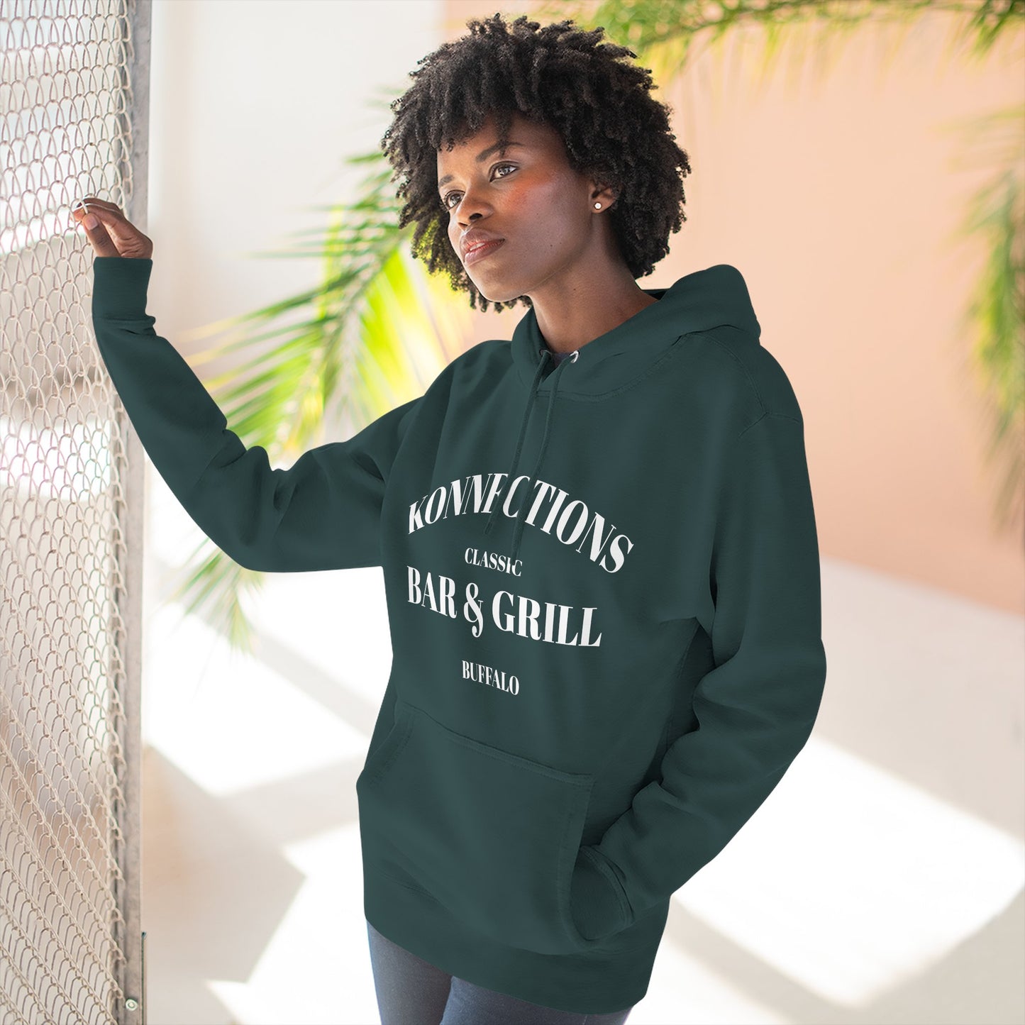 Konnections Classic Bar and Grill Buffalo Hoodie — Minimal Logo Fleece Pullover