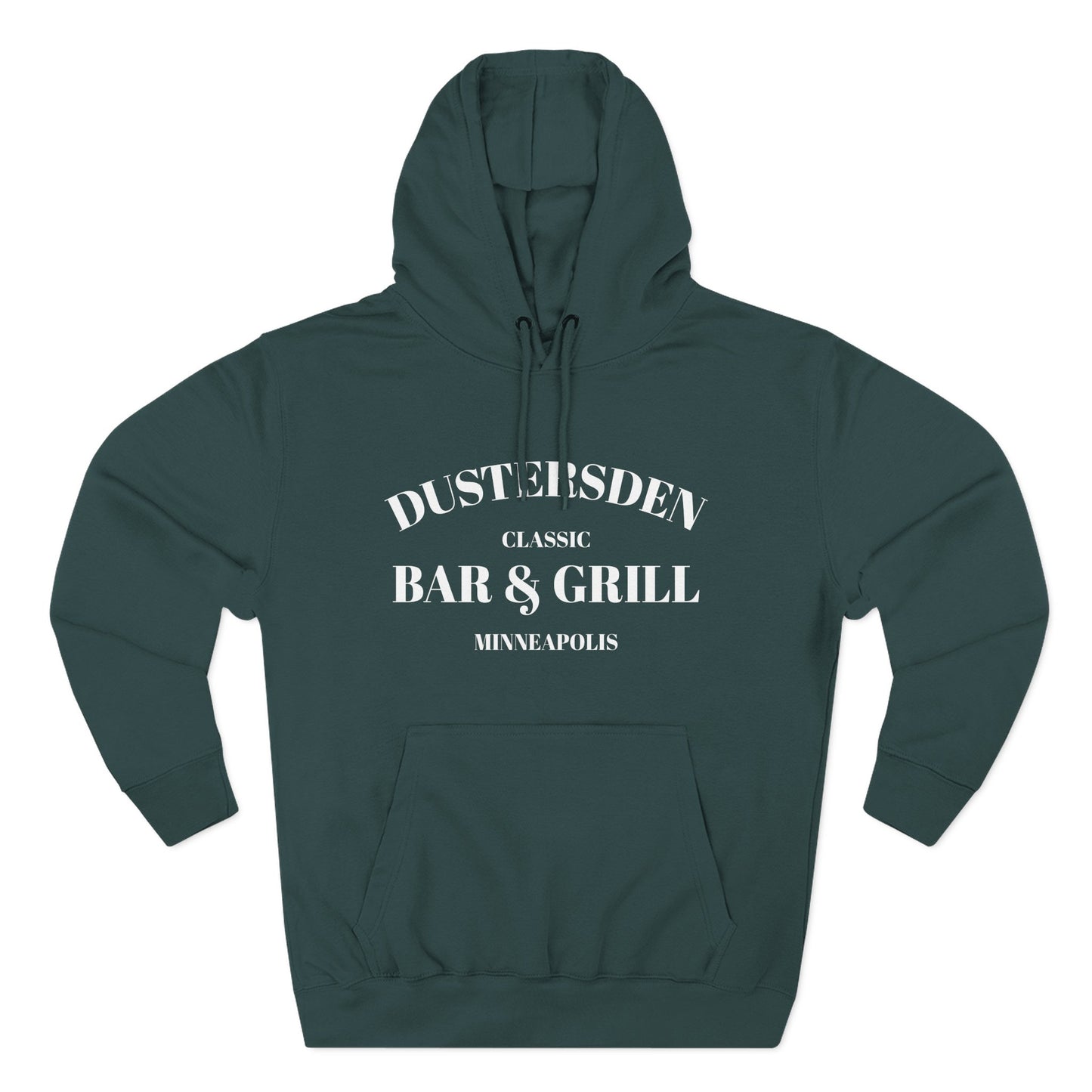 Dustersden Classic Bar and Grill Minneapolis Hoodie — Minimal Logo Fleece Pullover