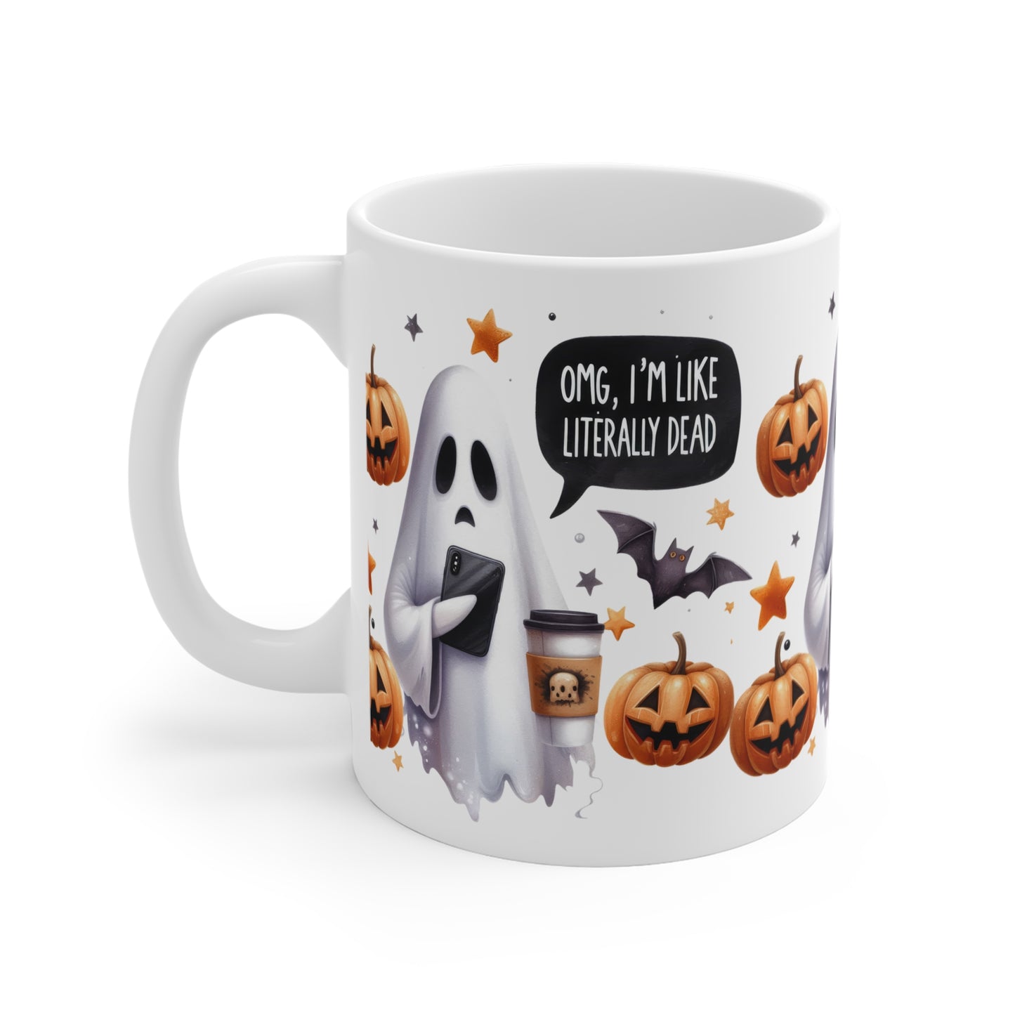 Festive Halloween Ceramic Mug 11oz OMG I'm Literally Dead