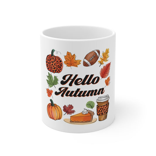 Festive Thanksgiving Ceramic Mug 11oz Hello Autumn