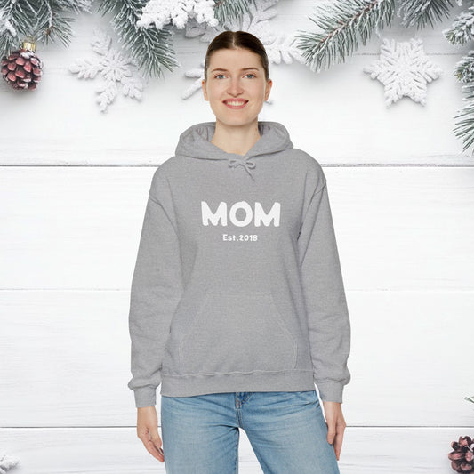 MOM Est.2018 Unisex Heavy Blend™ Hooded Sweatshirt Hoodies For New Moms 2018